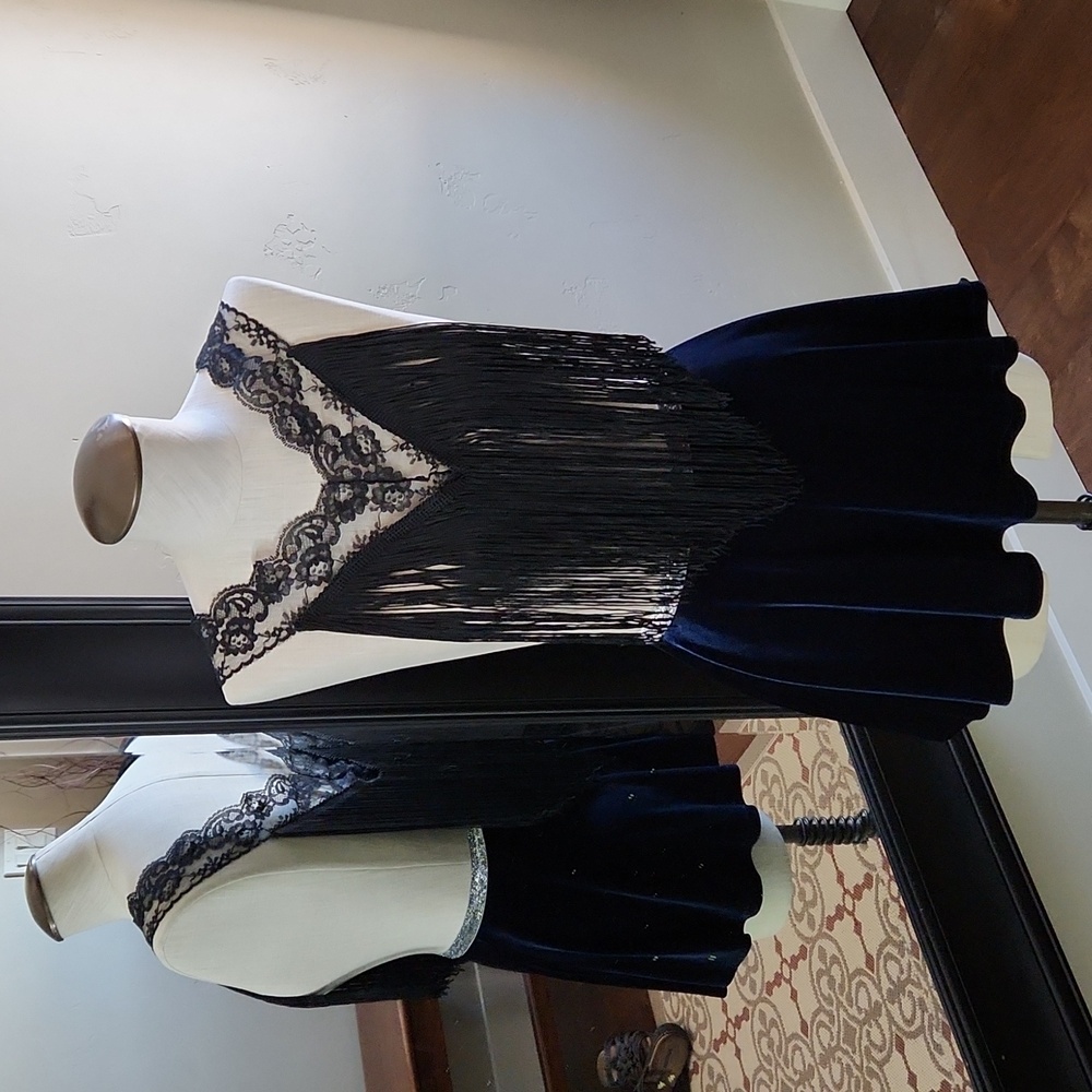 Stunning Fringe Crop Top Vintage One Size Fits All R/N82295 Asymmetric Timeless